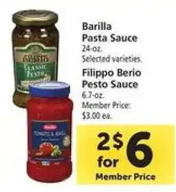 Safeway Barilla Pasta Sauce & Filippo Berio Pesto Sauce offer