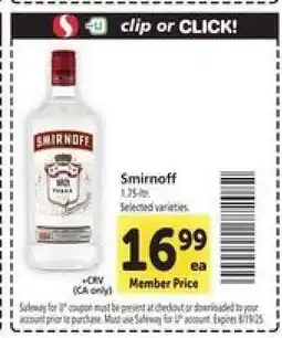 Safeway Smirnoff offer