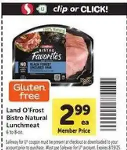Safeway Land O'Frost Bistro Natural Lunchmeat offer
