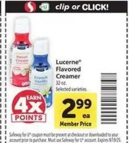 Safeway Lucerne Flavored Creamer offer