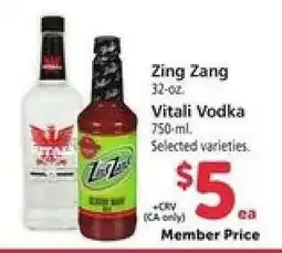 Safeway Zing Zang & Vitali Vodka offer