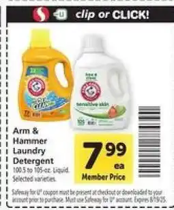 Safeway Arm & Hammer Laundry Detergent offer