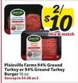 Winn Dixie Plainville Farms 94% Ground Turkey or 94% Ground Turkey Burger offer