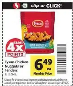 Safeway Tyson Chicken Nuggets or Tenders offer