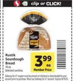 Safeway Rustik Sourdough Bread offer