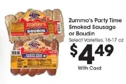 Kroger Zummo's Party Time Smoked Sausage or Boudin offer