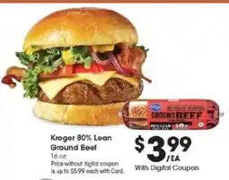 Kroger Kroger 80% Lean Ground Beef offer