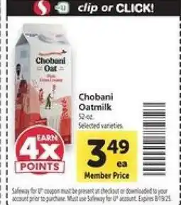 Safeway Chobani Oatmilk offer