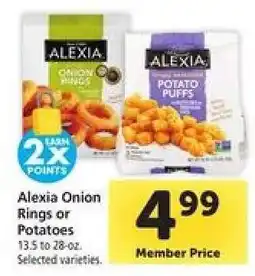 Safeway Alexia Onion Rings or Potatoes offer
