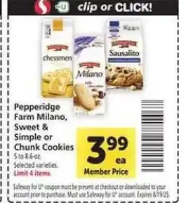 Safeway Pepperidge Farm Cookies offer