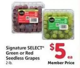 Safeway Signature SELECT Green or Red Seedless Grapes offer