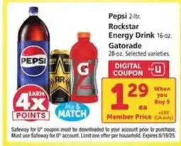 Safeway Pepsi, Rockstar Energy Drink, Gatorade offer