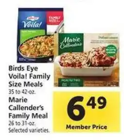 Safeway Birds Eye Voila! Family Size Meals, Marie Callender's Family Meal offer