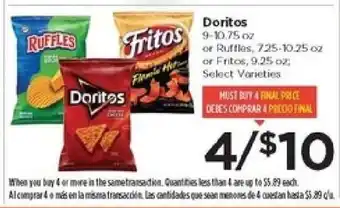 Food 4 Less Doritos, Ruffles or Fritos offer