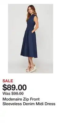 Nordstrom Modenaire Zip Front Sleeveless Denim Midi Dress offer