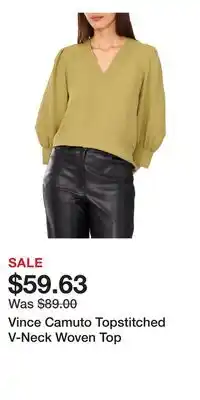 Nordstrom Vince Camuto Topstitched V-Neck Woven Top offer
