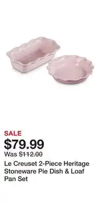 Nordstrom Le Creuset 2-Piece Heritage Stoneware Pie Dish & Loaf Pan Set offer