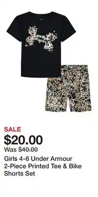 Kohl's Girls 4-6 Under Armour 2-Piece Printed Tee & Bike Shorts Set offer