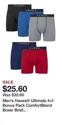 Kohl's Men's Hanes Ultimate 4+1 Bonus Pack ComfortBlend Boxer Brief Underwear offer