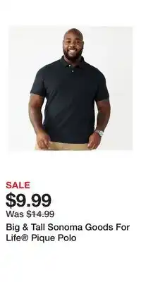 Kohl's Big & Tall Sonoma Goods For Life Pique Polo offer
