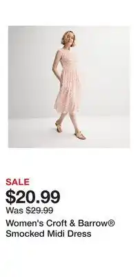 Kohl's Women's Croft & Barrow Smocked Midi Dress offer