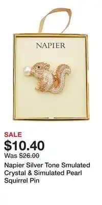 Kohl's Napier Silver Tone Smulated Crystal & Simulated Pearl Squirrel Pin offer