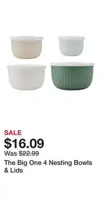 Kohl's The Big One 4 Nesting Bowls & Lids offer