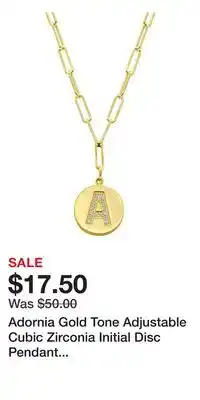 Kohl's Adornia Gold Tone Adjustable Cubic Zirconia Initial Disc Pendant Paperclip Necklace offer