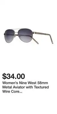 Kohl's Women's Nine West 58mm Metal Aviator with Textured Wire Core Sunglasses offer