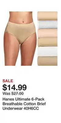 Kohl's Hanes Ultimate 6-Pack Breathable Cotton Brief Underwear 40H6CC offer