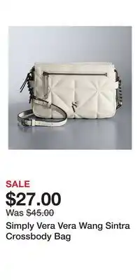 Kohl's Simply Vera Vera Wang Sintra Crossbody Bag offer