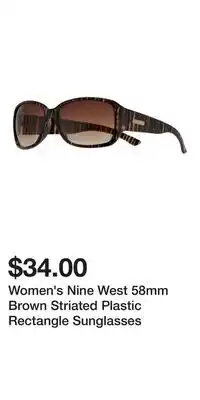 Kohl's Women's Nine West 58mm Brown Striated Plastic Rectangle Sunglasses offer