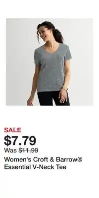 Kohl's Women's Croft & Barrow Essential V-Neck Tee offer