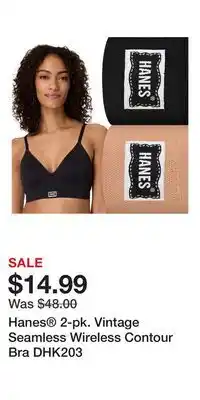 Kohl's Hanes 2-pk. Vintage Seamless Wireless Contour Bra DHK203 offer