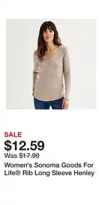 Kohl's Women's Sonoma Goods For Life Rib Long Sleeve Henley offer