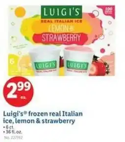 Lidl Luigi's frozen real Italian ice, lemon & strawberry offer
