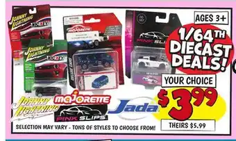 Ollie's JOHNNY LIGHTNING, MAJORETTE, PINK SLIPS, JADA 1/64 TH DIECAST DEALS offer