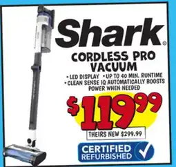 Ollie's Shark CORDLESS PRO VACUUM offer