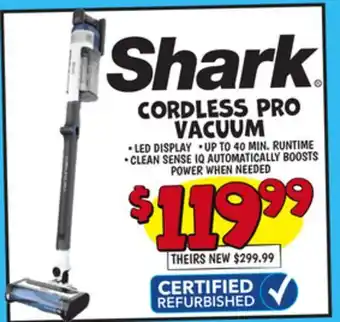 Ollie's Shark CORDLESS PRO VACUUM offer