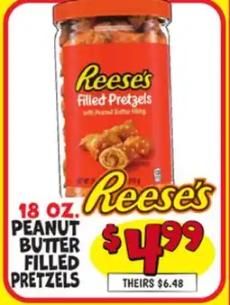 Ollie's Reese's 18 OZ. PEANUT BUTTER FILLED PRETZELS offer