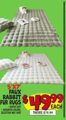 Ollie's 5' X7' FAUX RABBIT FUR RUGS offer