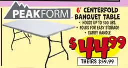Ollie's 6' CENTERFOLD BANQUET TABLE offer