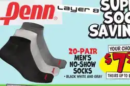 Ollie's Penn 20-PAIR MEN'S NO-SHOW SOCKS offer