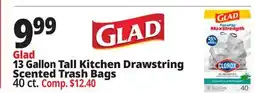 Ocean State Job Lot Glad 13 Gallon Tall Kitchen Drawstring Scented Trash Bags offer