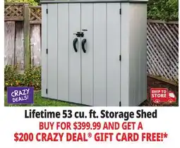 Ocean State Job Lot Lifetime 53 cu. ft. Storage Shed Gray offer