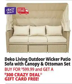 Ocean State Job Lot Deko Living Outdoor Wicker Patio Sofa with Canopy and Ottoman Set Beige offer