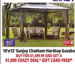 Ocean State Job Lot Sunjoy Chatham 10' x 12' Hardtop Gazebo with Netting offer