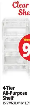Ocean State Job Lot 4-Tier All-Purpose Shelf offer