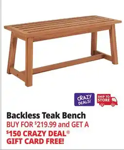 Ocean State Job Lot Backless Teak Bench offer