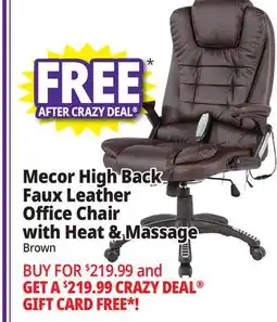 Ocean State Job Lot Mecor High Back Faux Leather Office Chair with Heat & Massage Brown offer